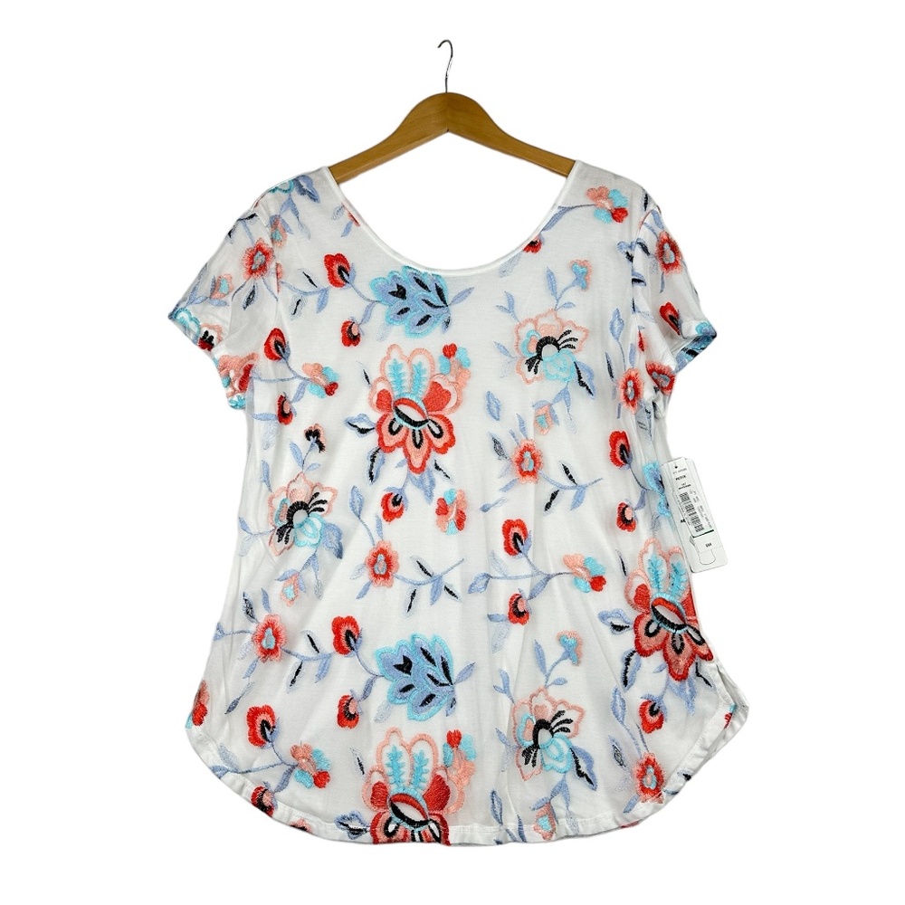 Nygard‎ Collection White Floral Embroidered Blouse Size Petite